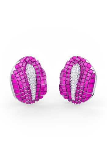 Miss Jo_Magenta Budding Bloom Stud Earrings _Online_at_Aza_Fashions