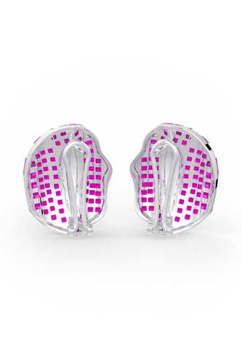Shop_Miss Jo_Magenta Budding Bloom Stud Earrings _at_Aza_Fashions