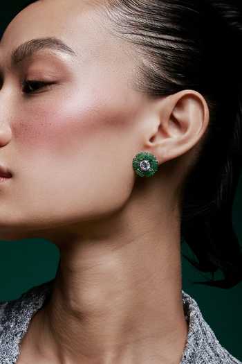 Buy_Miss Jo_Emerald Green Faerie Forest Stud Earrings _at_Aza_Fashions