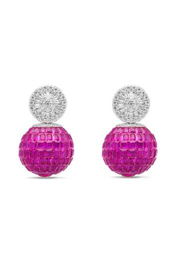 Shop_Miss Jo_Pink Whimsy Of Bee Dangler Earrings _at_Aza_Fashions