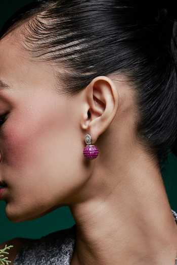 Shop_Miss Jo_Pink Whimsy Of Bee Dangler Earrings _Online_at_Aza_Fashions