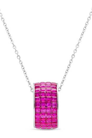 Shop_Miss Jo_Pink Circle Of Life Pendant Necklace _at_Aza_Fashions