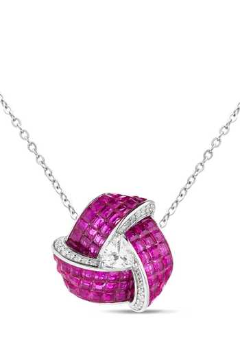 Buy_Miss Jo_Pink Enchanted Triad Blossom Pendant Necklace _at_Aza_Fashions