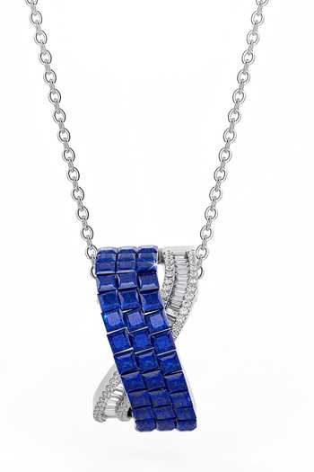 Shop_Miss Jo_Blue Foliage Twist Pendant Necklace _at_Aza_Fashions