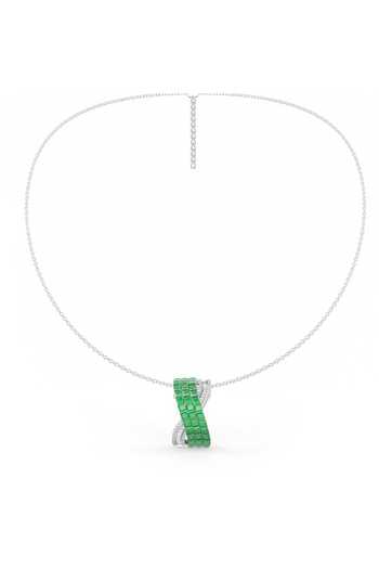 Buy_Miss Jo_Emerald Green Foliage Twist Pendant Necklace _at_Aza_Fashions