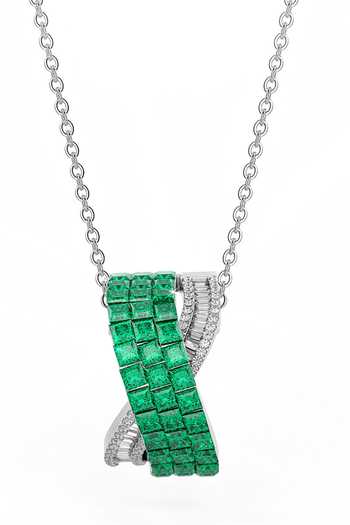 Shop_Miss Jo_Emerald Green Foliage Twist Pendant Necklace _at_Aza_Fashions