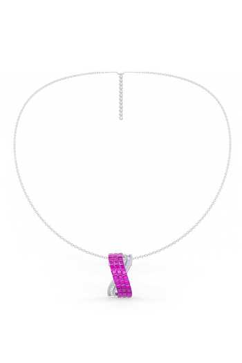 Buy_Miss Jo_Pink Foliage Twist Pendant Necklace _at_Aza_Fashions