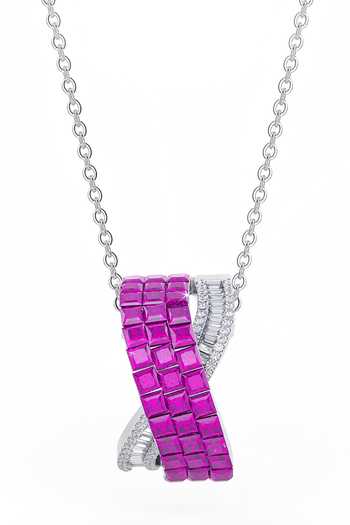 Shop_Miss Jo_Pink Foliage Twist Pendant Necklace _at_Aza_Fashions