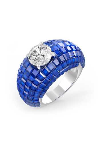 Buy_Miss Jo_Blue Canopy Crown Cocktail Ring _at_Aza_Fashions