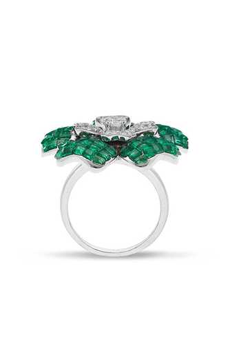 Shop_Miss Jo_Emerald Green Blooming Euphoria Cocktail Ring _at_Aza_Fashions