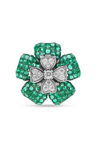 Buy_Miss Jo_Emerald Green Blooming Euphoria Cocktail Ring _at_Aza_Fashions