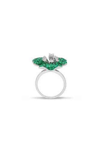 Shop_Miss Jo_Emerald Green Mystical Petal Cascade Cocktail Ring _at_Aza_Fashions