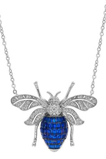 Shop_Miss Jo_Blue Enchanted Hive Honey Bee Pendant Necklace _at_Aza_Fashions