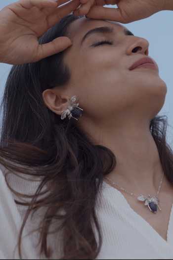 Buy_Miss Jo_Blue Enchanted Hive Honey Bee Pendant Necklace _at_Aza_Fashions