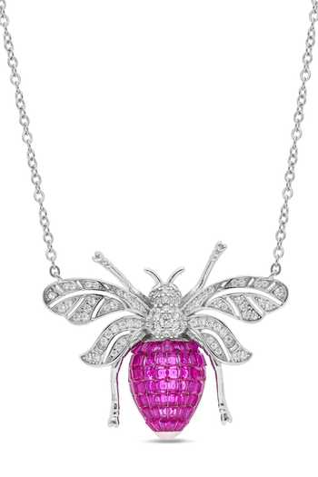 Shop_Miss Jo_Pink Enchanted Hive Honey Bee Pendant Necklace _at_Aza_Fashions