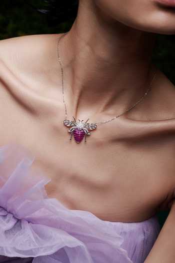 Buy_Miss Jo_Pink Enchanted Hive Honey Bee Pendant Necklace _at_Aza_Fashions