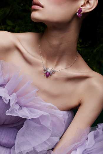 Buy_Miss Jo_Pink Enchanted Hive Honey Bee Pendant Necklace _Online_at_Aza_Fashions