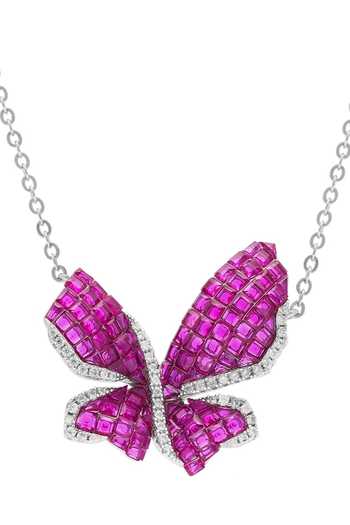Buy_Miss Jo_Pink Mystical Butterfly Pendant Necklace _at_Aza_Fashions