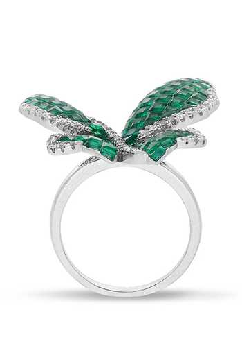 Shop_Miss Jo_Emerald Green Morpho Butterfly Cocktail Ring _at_Aza_Fashions