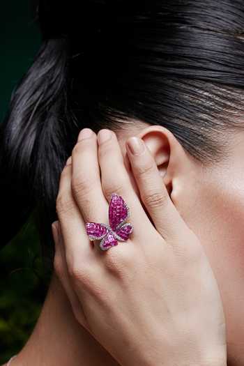 Buy_Miss Jo_Pink Morpho Butterfly Cocktail Ring _Online_at_Aza_Fashions