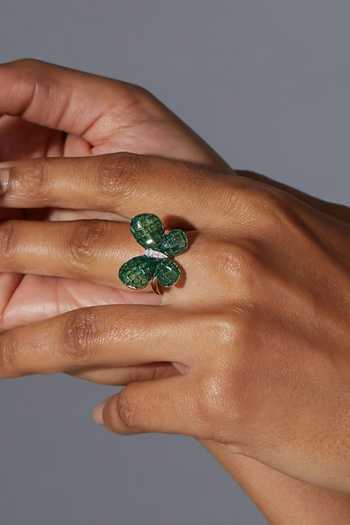 Buy_Miss Jo_Emerald Green Fluttering Wings Cocktail Ring _at_Aza_Fashions