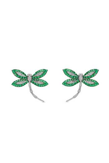 Shop_Miss Jo_Emerald Green Woodland Dragonfly Studs Earrings _at_Aza_Fashions