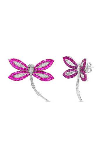 Miss Jo_Pink Woodland Dragonfly Studs Earrings _Online_at_Aza_Fashions