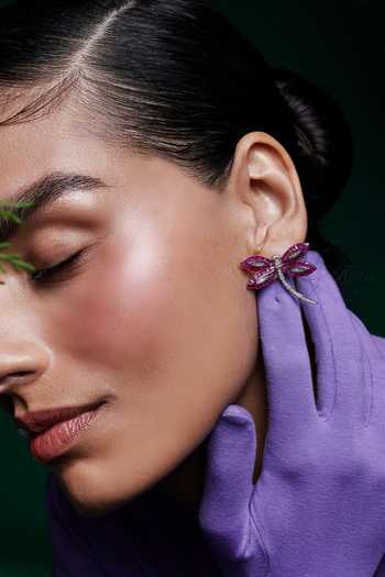 Buy_Miss Jo_Pink Woodland Dragonfly Studs Earrings _at_Aza_Fashions
