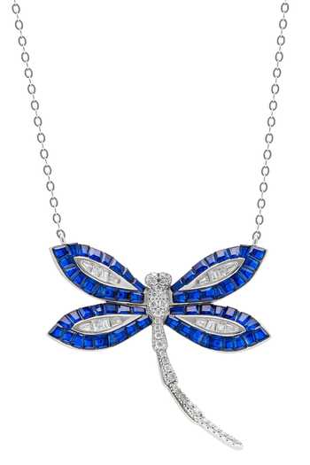 Shop_Miss Jo_Blue Woodland Dragonfly Pendant Necklace _at_Aza_Fashions