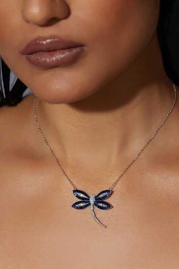 Buy_Miss Jo_Blue Woodland Dragonfly Pendant Necklace _at_Aza_Fashions