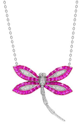 Buy_Miss Jo_Pink Woodland Dragonfly Pendant Necklace _at_Aza_Fashions