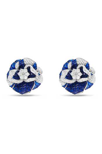 Shop_Miss Jo_Blue Wildflower Whispers Studs Earrings _at_Aza_Fashions