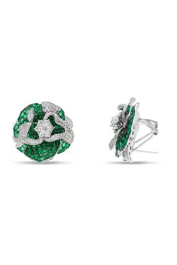 Shop_Miss Jo_Emerald Green Wildflower Whispers Studs Earrings _at_Aza_Fashions