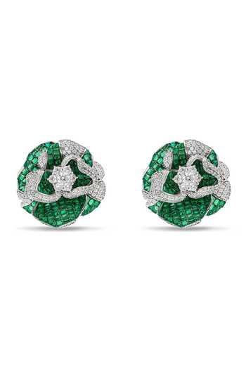 Buy_Miss Jo_Emerald Green Wildflower Whispers Studs Earrings _at_Aza_Fashions