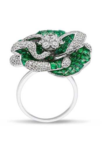 Miss Jo_Emerald Green Wildflower Whispers Ring _Online_at_Aza_Fashions