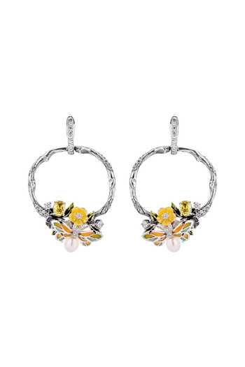 Buy_Miss Jo_Yellow Wildflower Serenade Hoop Earrings _at_Aza_Fashions