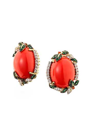 Buy_Miss Jo_Orange Vivid Bloom Stud Earrings _at_Aza_Fashions