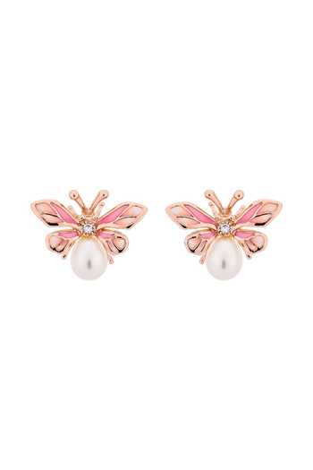 Buy_Miss Jo_Pink Mystic Butterfly Stud Earrings _at_Aza_Fashions