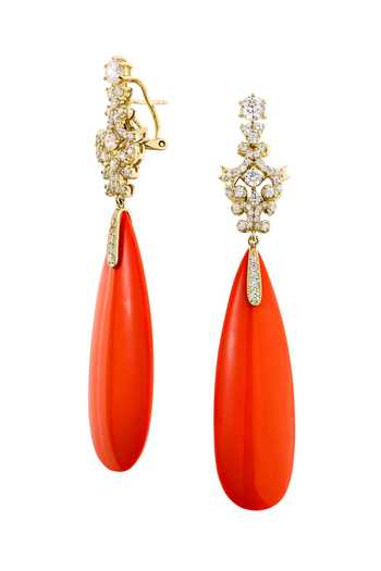 Buy_Miss Jo_White Coral Sunset Dangler Earrings _at_Aza_Fashions