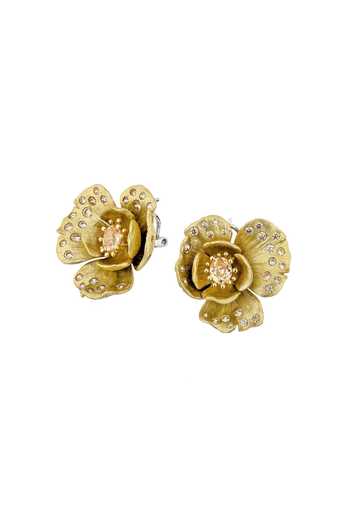 Shop_Miss Jo_Yellow Poppy Petal Stud Earrings _at_Aza_Fashions