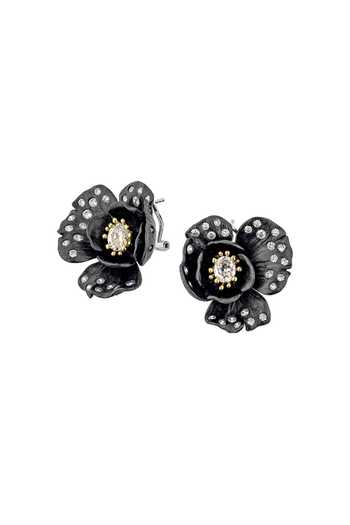 Shop_Miss Jo_Black Poppy Petal Stud Earrings _at_Aza_Fashions