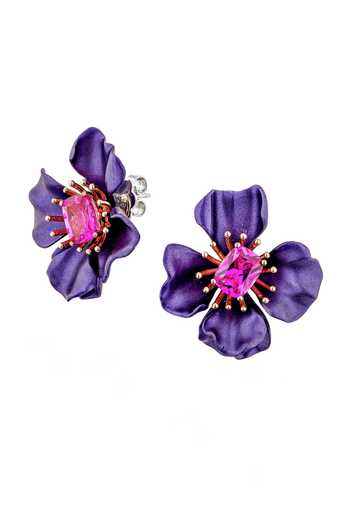 Shop_Miss Jo_Purple Wildflower Bloom Stud Earrings _at_Aza_Fashions