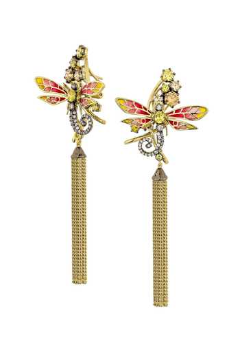 Buy_Miss Jo_Yellow Gossamer Wing Dangler Earrings _at_Aza_Fashions