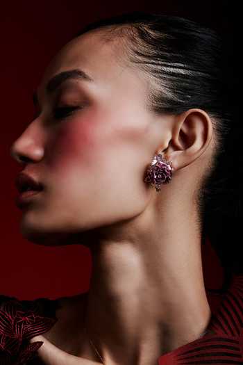 Miss Jo_Pink Whimsical Winged Rose Stud Earrings _Online_at_Aza_Fashions