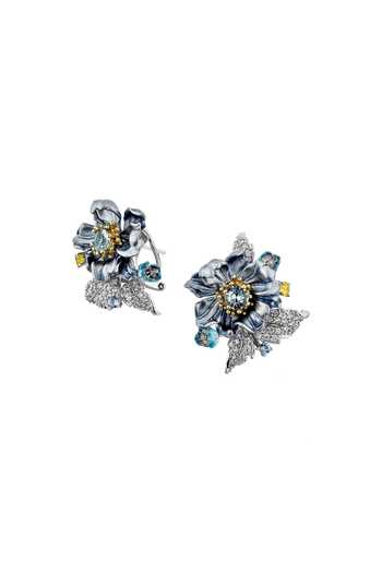 Buy_Miss Jo_Blue Magnolia Teardrop Stud Earrings _at_Aza_Fashions