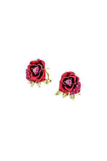 Shop_Miss Jo_Red Enchanted Rosebud Stud Earrings _at_Aza_Fashions