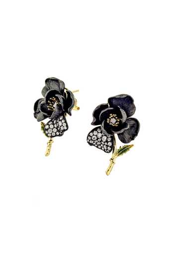 Shop_Miss Jo_Black Dewy Decadence Stud Earrings _at_Aza_Fashions