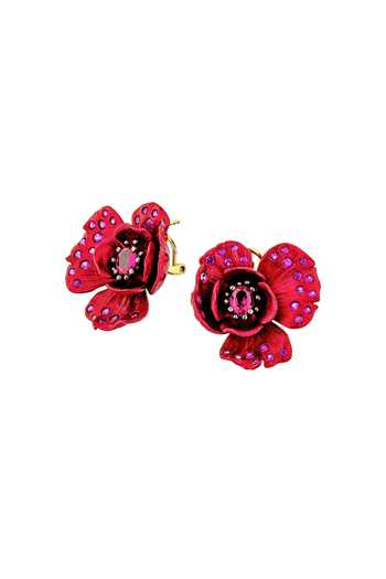Buy_Miss Jo_Red Poppy Petal Stud Earrings _at_Aza_Fashions