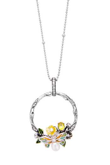 Buy_Miss Jo_Yellow Wildflower Serenade Pendant Necklace _at_Aza_Fashions