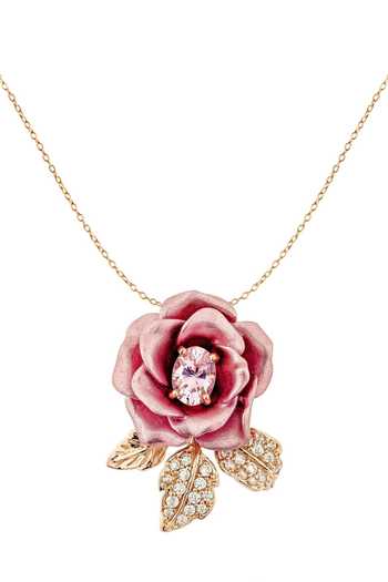 Buy_Miss Jo_Pink Verdant Rose Vine Pendant Necklace _at_Aza_Fashions
